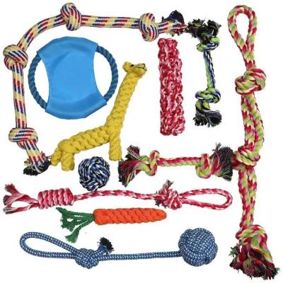 China Wholesale 11pack Sustainable Handmade Kone Cotton Rope Dog Toy Set For Teeth Cleaning for sale