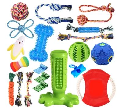 China 20 Pack Durable Rubber Bite Squeaky Resistant Tooth Dog Chew Cleaning Toys for sale