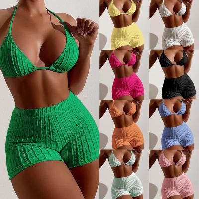 China 2023 Women's Simple Custom Two-Piece Bikinis Designer Swimming Suit Breathable Summer Color Sexy Swimsuits For Women for sale