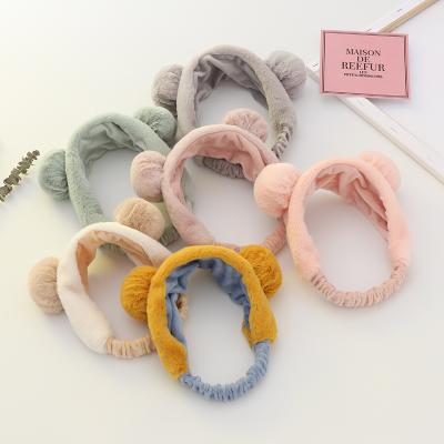 China Wholesale customization new fashion hair wash makeup plush hair band ear bear bear cute creative Korean popular hair accessories for sale