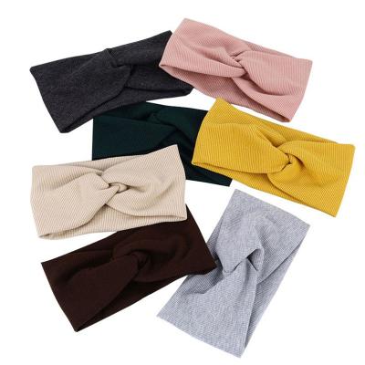 China Popular Hair Band Wash Face Sports Thin Hair Scrunchies Knitting Hair Band Women's Wool Cross Headband Confinement Hairwraps for sale