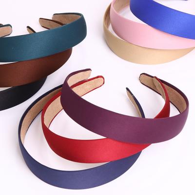 China Fashion Wholesales Hair Accessories 30mm Wide Mix Color Satin Headbands For Women for sale