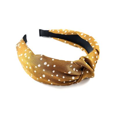 China Simple fashion silk and satin fabric wavelet point bow headband wide edge fashion hair accessories new in spring and summer for sale