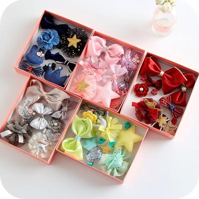 China New Korean fashion style cute lovely children's hair accessories 10 pieces hair clip sets rubber hairpin for sale