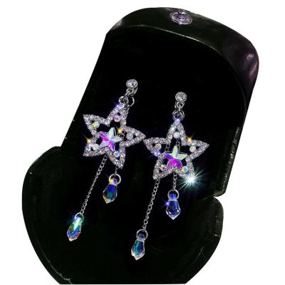 China TRENDY Women 925 Sterling Silver Crystal Luxurious Oversized Big Rhinestone Tassels Bead Circle Earrings 2021 Piercing Jewelry for sale