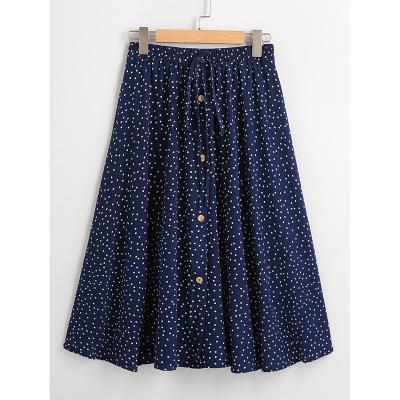 China Anti-Static Women's High Waist Polka Dot Pleated Skirt With Swing Long Skirt for sale