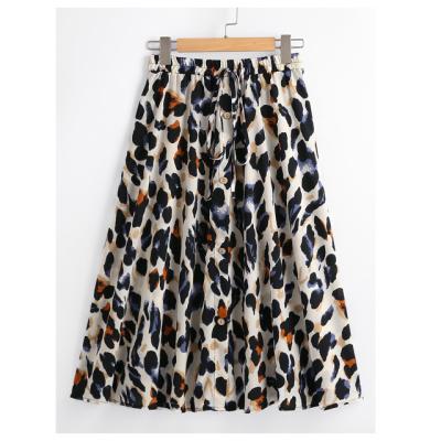 China 2021 hot sale leopard stitch high fashion anti-static printing elastic waist womens skirts maxis for sale