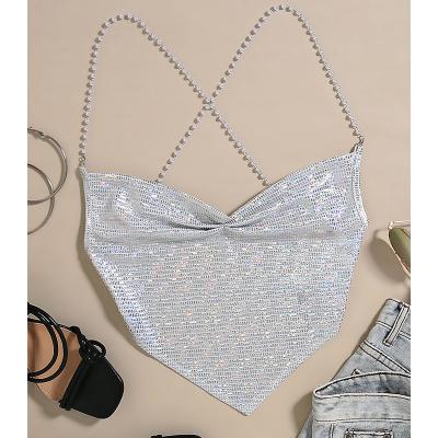 China QUICK DRY sexy deep neckline umbilical Vest chain strap V diamond halter neckline halter halter neckline diamond for sale