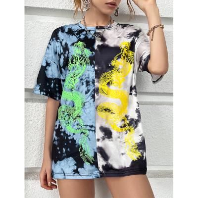 China Anti-wrinkle summer short sleeve custom design logo T-shirt high quality cotton stitching two color women's T-shirt for sale