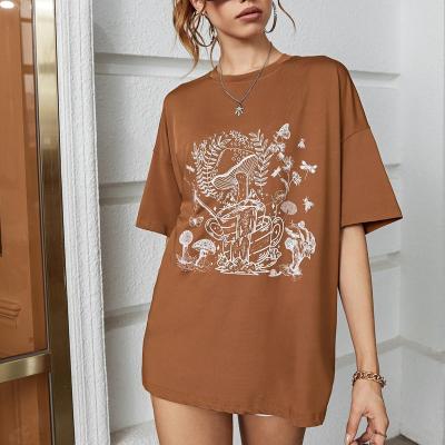 China Anti-wrinkle manufacturers wholesale European and American oversized women's shorts sleeved printed casual sweater loose knit T-shirt for sale