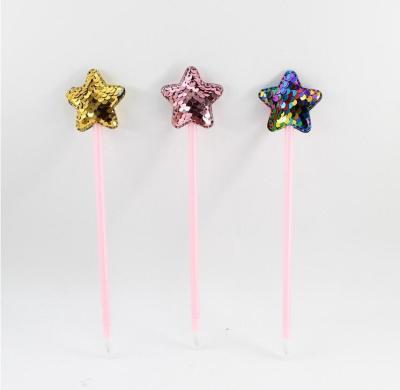 China Novelty plastic ballpen star decor with glitter surface two sides for boutique school suppliers for sale