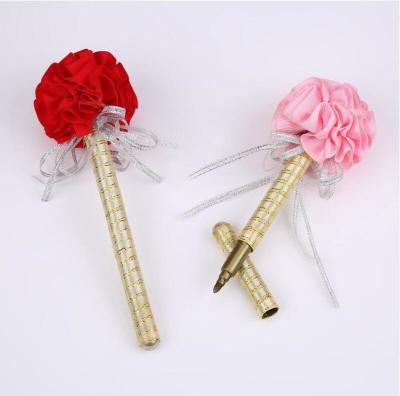 China Wedding Creative Signature pen flower design with Ribbon pendants Wedding Gift Pen promotion gift for sale