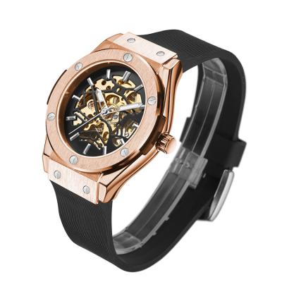 China Power Reserve Silicone Strap New Alloy Case Hallow Skeleton Wrist Automatic Mechanical Watches For Men for sale