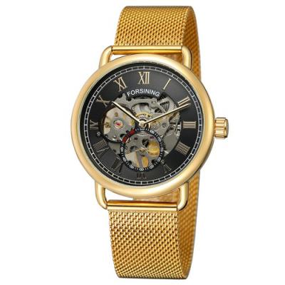 China Skeleton Mechanical Movement Popular Mens Manufacturer Power Reserve Forsining Watches Durable Stainless Steel Strap for sale