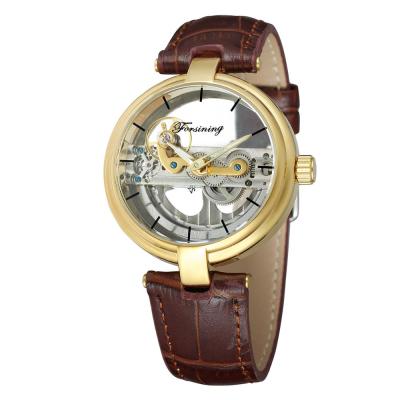 China Power Reserve Forsining Factory Watch Case Minimal Leather Back Automatic Men's Brand Your Own Transparent Dial Mechanical Watches for sale