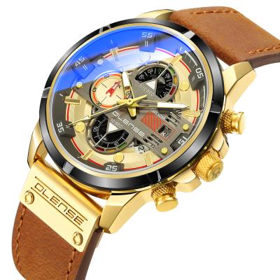 China Automatic Date Fashion Luxury Waterproof Rose Gold Men's Set Watch For Gift With Free Box Packing Olense Quartz Male Watch for sale