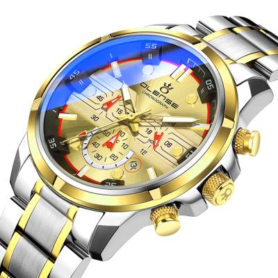 China Date Mens Gold Watch Quartz Stainless Steel Automatic Wristwatches Business Waterproof Men Watch High Quality Men Olense Watch for sale