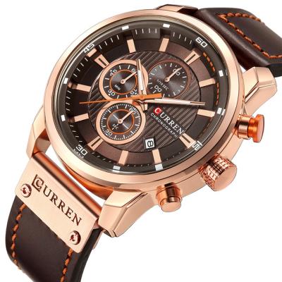 China Hot Selling Luxury Automatic Leather Wrist Watches Men Automatic Date CURREN 8291 Quartz Chronograph Man Clock Relogio Masculino Wristwatches for sale