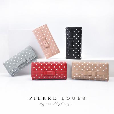 China Pierre Loues Wholesale Woman Long Multifunctional Wallet Dot Clutch Bag Large Capacity Cute Ladies Wallets With Bowknot High Quality Wallets for sale