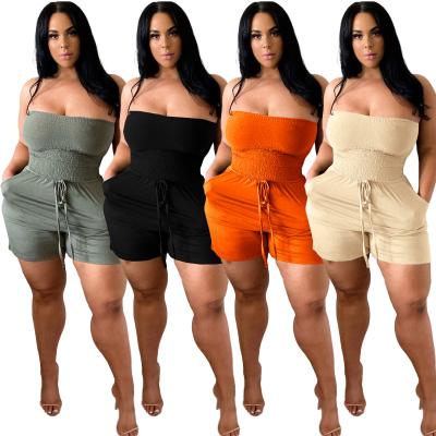 China Breathable Overalls For Women Strapless Pant Suit Women Loose Short Pant Jumpsuit for sale