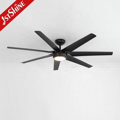 China 65 Inch 7 ABS Black Blades LED Ceiling Fan with Remote Control and Multicolor Lighting for sale