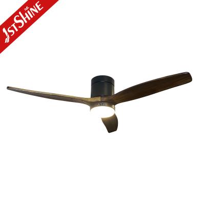 China Lower Noise 1stshine Natural Wood DC Ceiling Fan with 3 Blades and 15W LED Light for sale