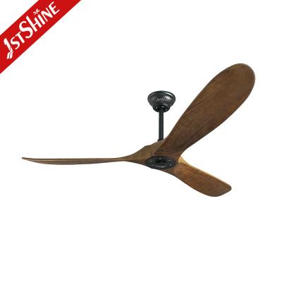 China Low MOQ Wooden Blade Ceiling Fan with Standard Wind Type and 15cm Suspender Length for sale