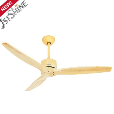 China Energy 52 Inch Ceiling Fan with Remote Control and Natural Wood Blades Class A Rating for sale