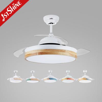 China Modern Design Metal Acrylic LED Ceiling Fan with Hidden Blade and Color Crystal Light for sale