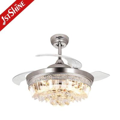 China Pure Copper Motor 60W 42 Inch Remote Control Luxury Crystal Style Ceiling Fan Light for sale