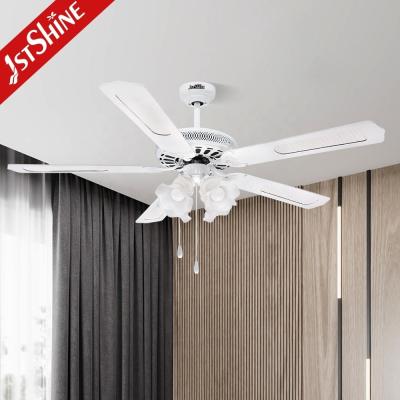 China 52 Inch 132cm Decorative Pull Chain Ceiling Fan with Lamps and 5 Blades 1stshine OEM for sale