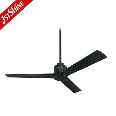 China 52 Inch Metal Wood Indoor Decorative Ceiling Fan with 5 Speeds and Natural Wood Blades for sale