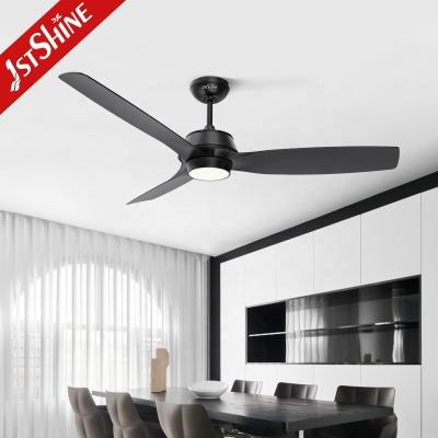 China DC Motor 52 Inches Remote Control LED Ceiling Fan Light in Black ABS Blades and Remote for sale