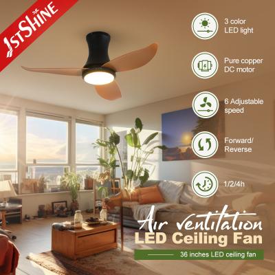 China 36 Inch Low Profile Ceiling Fan With Light Plastic Blade DC Motor Low Noise for sale