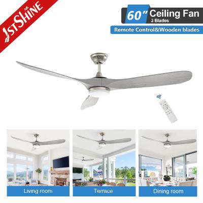 China Large Airflow Modern LED Celling Fan With Quiet DC Motor 3 Wood Blades for sale