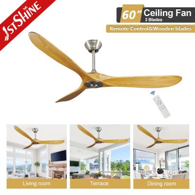 China Hotel Decorative Wooden Blade Ceiling Fan With DC Motor Remote Control for sale