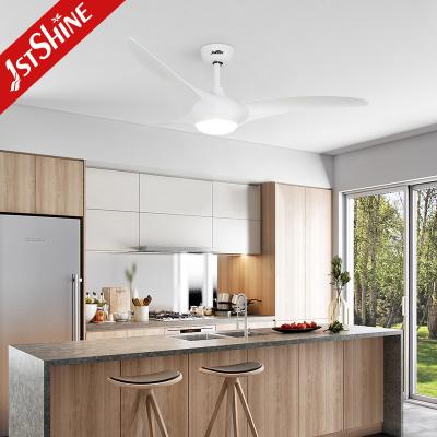 China White Plastic Modern Smart Ceiling Fan With Light And Remote Control for sale