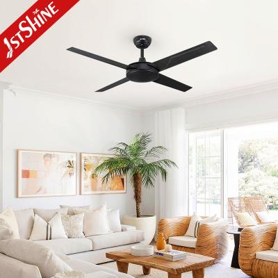 China 4 Blades AC Motor 61W Black Metal Ceiling Fan 3 Speeds Remote Control for sale