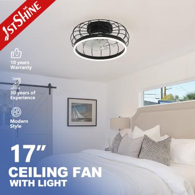 China 1stshine LED Modern Design Black Flush Mount Ceiling Fan with Remote Control Switch for sale