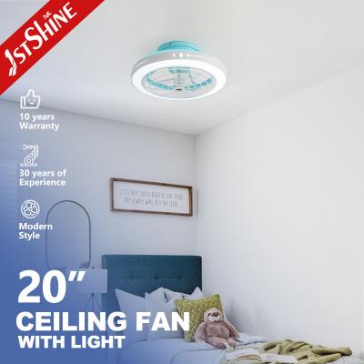 China Flush Mount Modern Bladeless Ceiling Fan 3 Color Led Light Quiet Dc Motor for sale