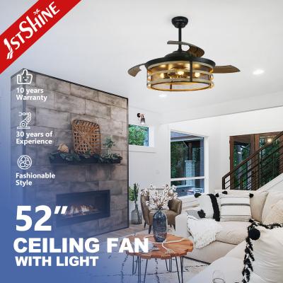 China 52 inches Big Airflow Retractable Ceiling Fan with Hidden Blades and Memory Function for sale