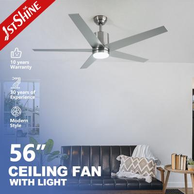 China High Speed 5 Blades Ceiling Fan With Light DC Motor Silver Modern for sale