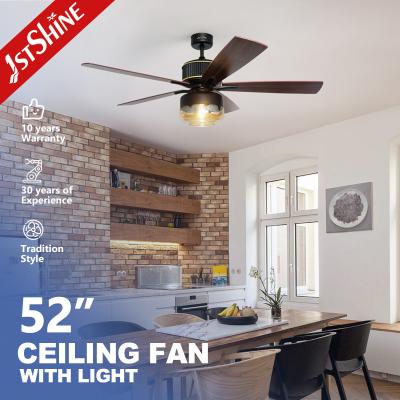 China Metal Ceiling Fan Light with 5 Speed Remote Control European Style and Silent DC Motor for sale