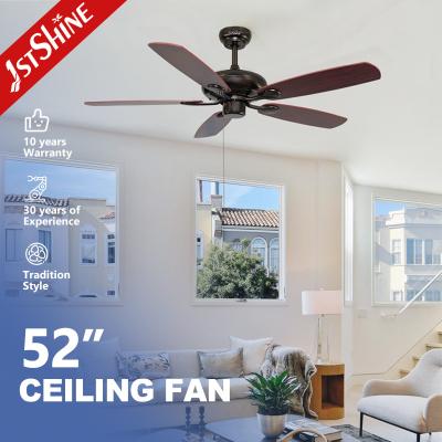 China Classic Coffee Color 5 MDF Blades ODM Ceiling Fan with Pull Chain 3 Speed Choice for sale