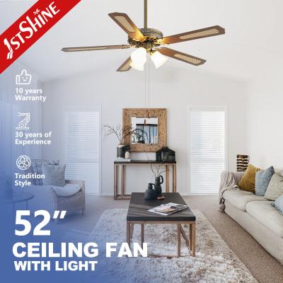 China Cooling 1stshine Ceiling Fan with 3 Lights 52 Inch Remote Control AC Motor 5 MDF Blades 2- for sale