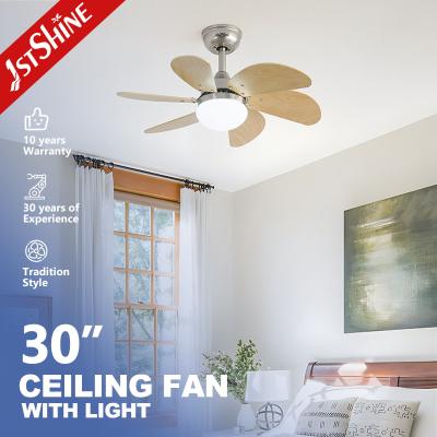 China Small 30 Inches Ceiling Fan with Light and Remote 6 MDF Blades 6 Speeds 10 Year Motor for sale