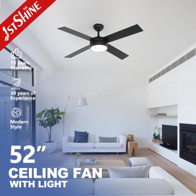 China 4*MDF Blades Decorative LED Ceiling Fan Black Finish DC Motor Energy Saving for sale