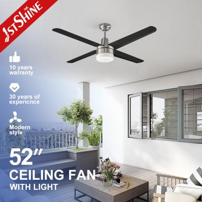 China Strong Wind 52 Inches Modern Copper Motor 4 Black LED SS Blade Ceiling Fan with Light for sale