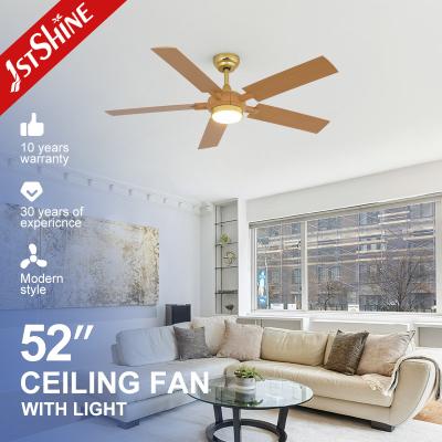 China 1stshine LED Ceiling Fan with Remote Wood Grain Finish 5 Blades Logo 1stshine/OEM Logo for sale