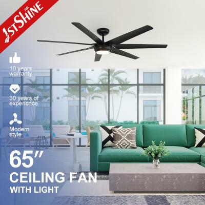 China 65 Inch 7 ABS Black Blades LED Ceiling Fan with Remote Control and Multicolor Lighting for sale